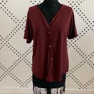 Button Up V-Neck Shirt